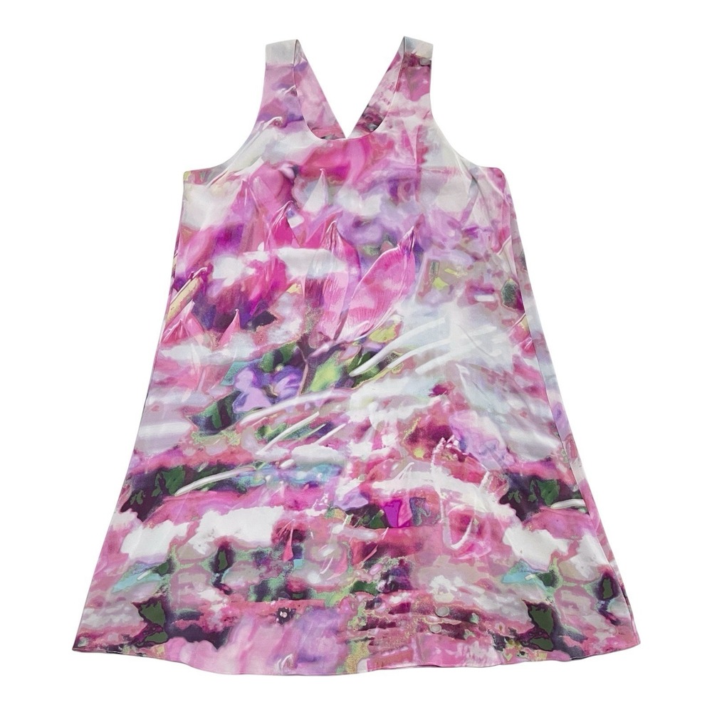 Cynthia Rowley Silk Dress Pink Watercolor Sleeveless Racerback Women's 6 - Picture 1 of 4
